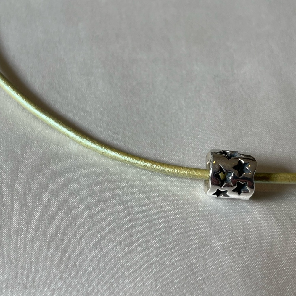 Pandora Green Leather Necklace and Star Charm